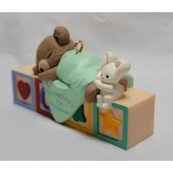 1995 Hallmark Keepsake Ornament GRANDCHILD'S FIRST CHRISTMAS Teddy Bear Sleep - Picture 3 of 16